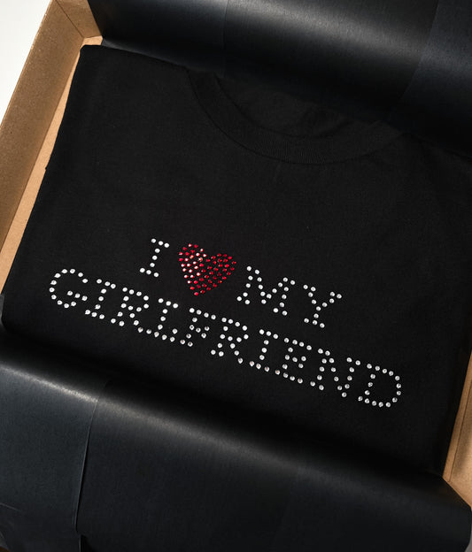 I ❤️ MY GIRLFRIEND DIAMENCIKI CZARNA KOSZULKA S OUTLET