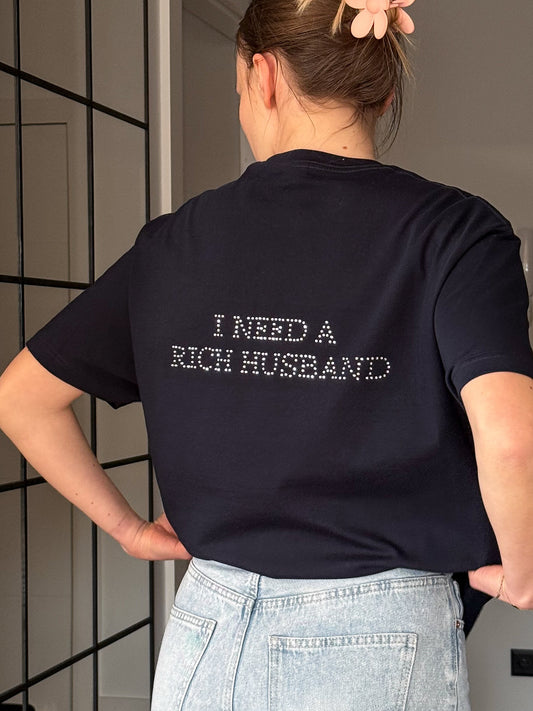 I NEED A RICH HUSBAND GRANATOWA KOSZULKA ROZMIAR L OUTLET